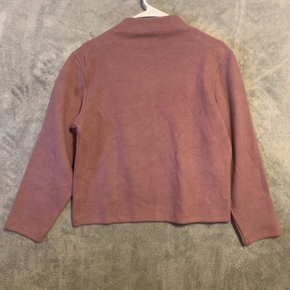 A New Day Womens S Mauve Ribbed Mock Neck Long Sleeve Top Cotton Blend NWT